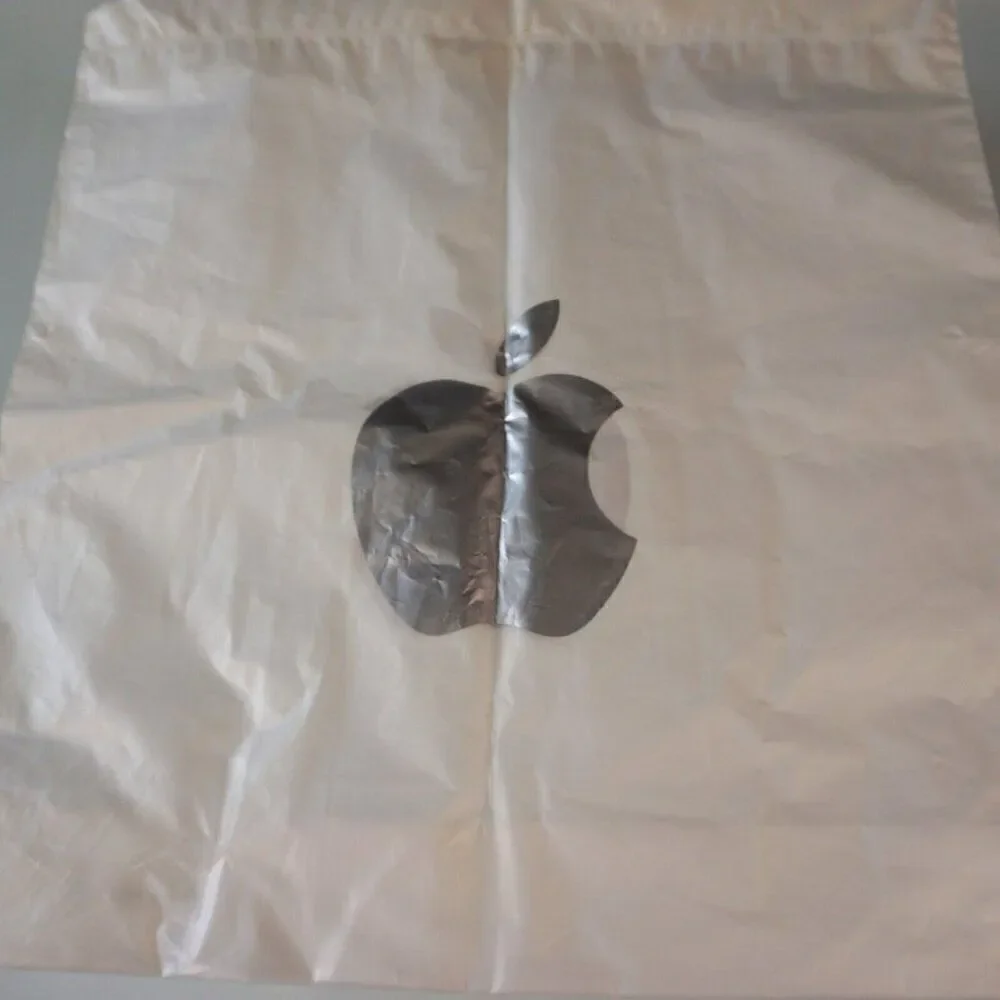 Genuine Apple Silver Logo Store Plastic Drawstring Bag